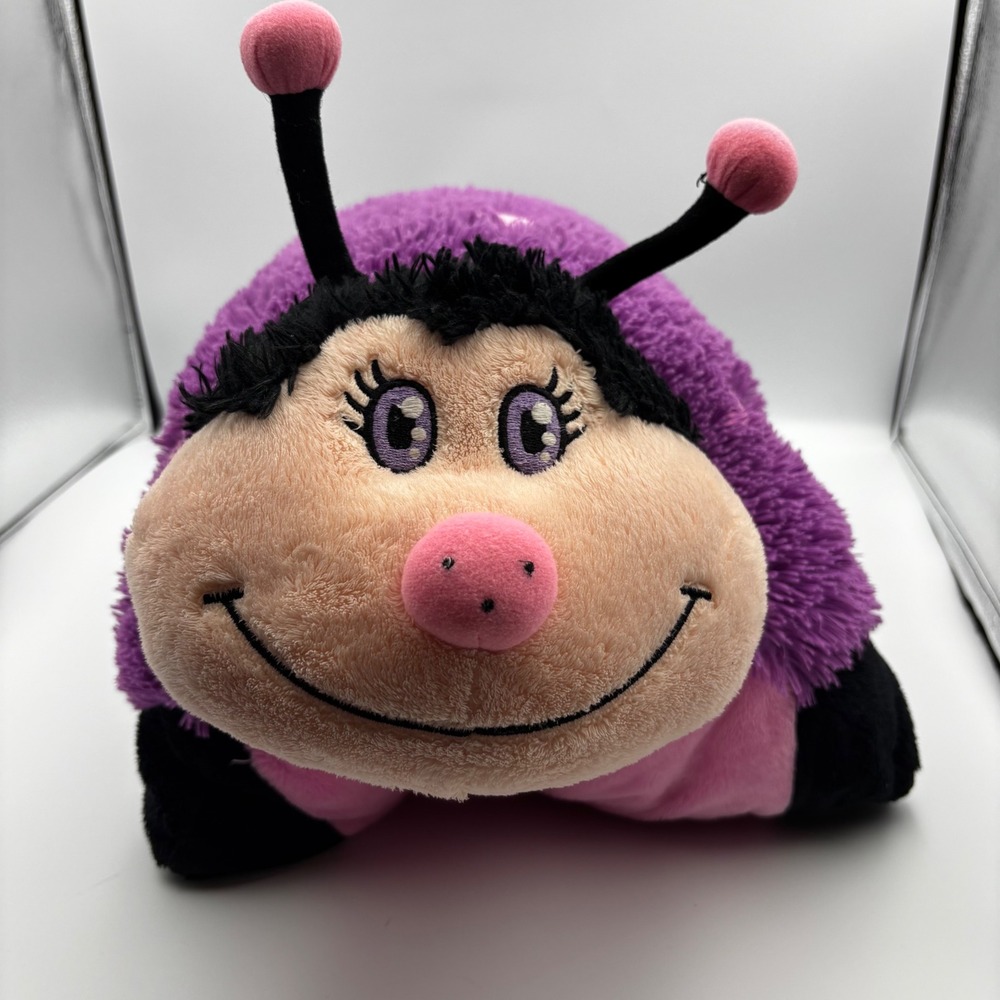 My Pillow Pets Limited Edition Purple Ladybug Plush Pink Polka Dot 18 inToyVtg